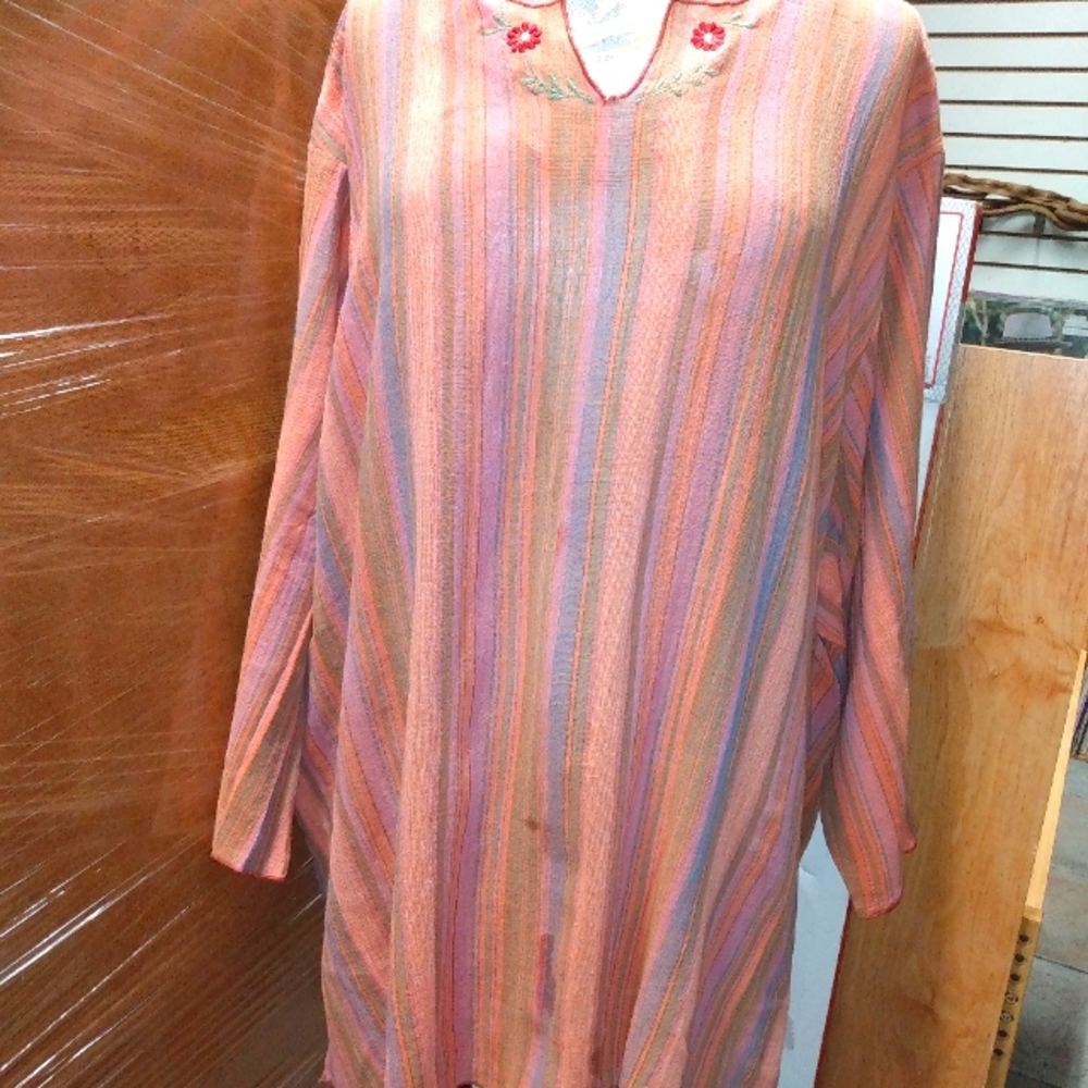 Top w/strips & embroidery @ neck